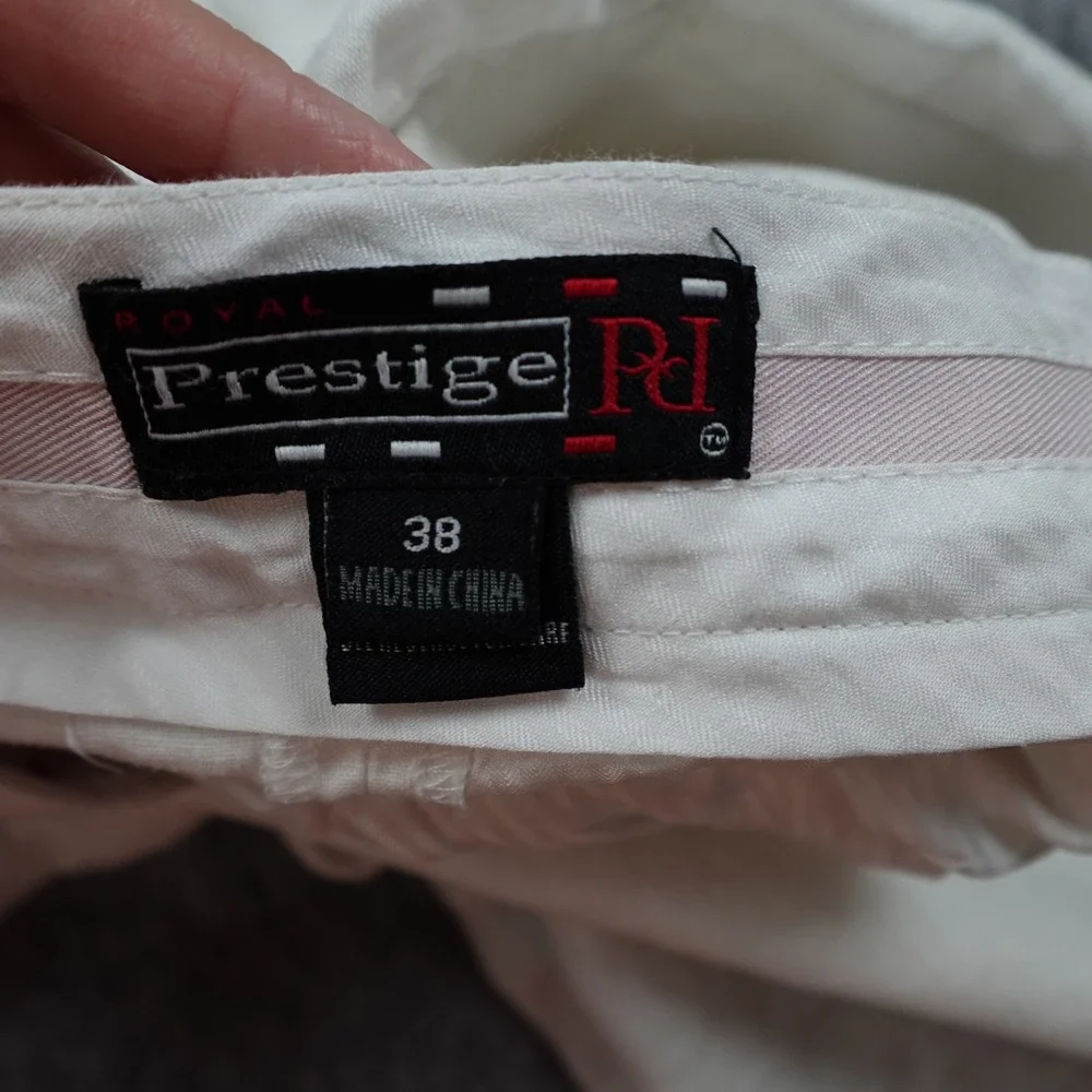 Prestige Pant Mens 38 White Linen Pleated Trousers Preppy Beachy Resortwear